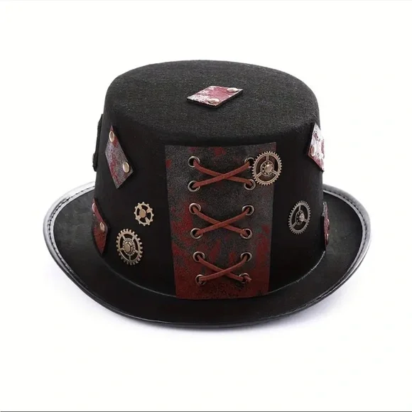🆕 Gothic Steampunk “Time Traveler” Top Hat Unisex Festive-wear 🎩 - Picture 8 of 10